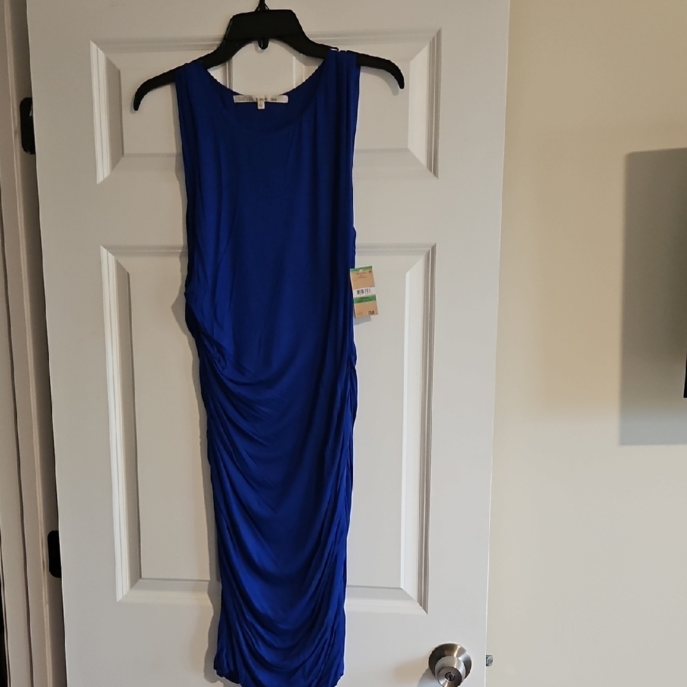 RACHEL Rachel Roy Sleeveless Cobalt Blue Ruched Maxi Dress